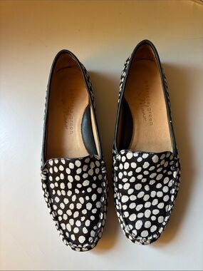 Patricia Green Black and White Spotted Haircalf Loafers